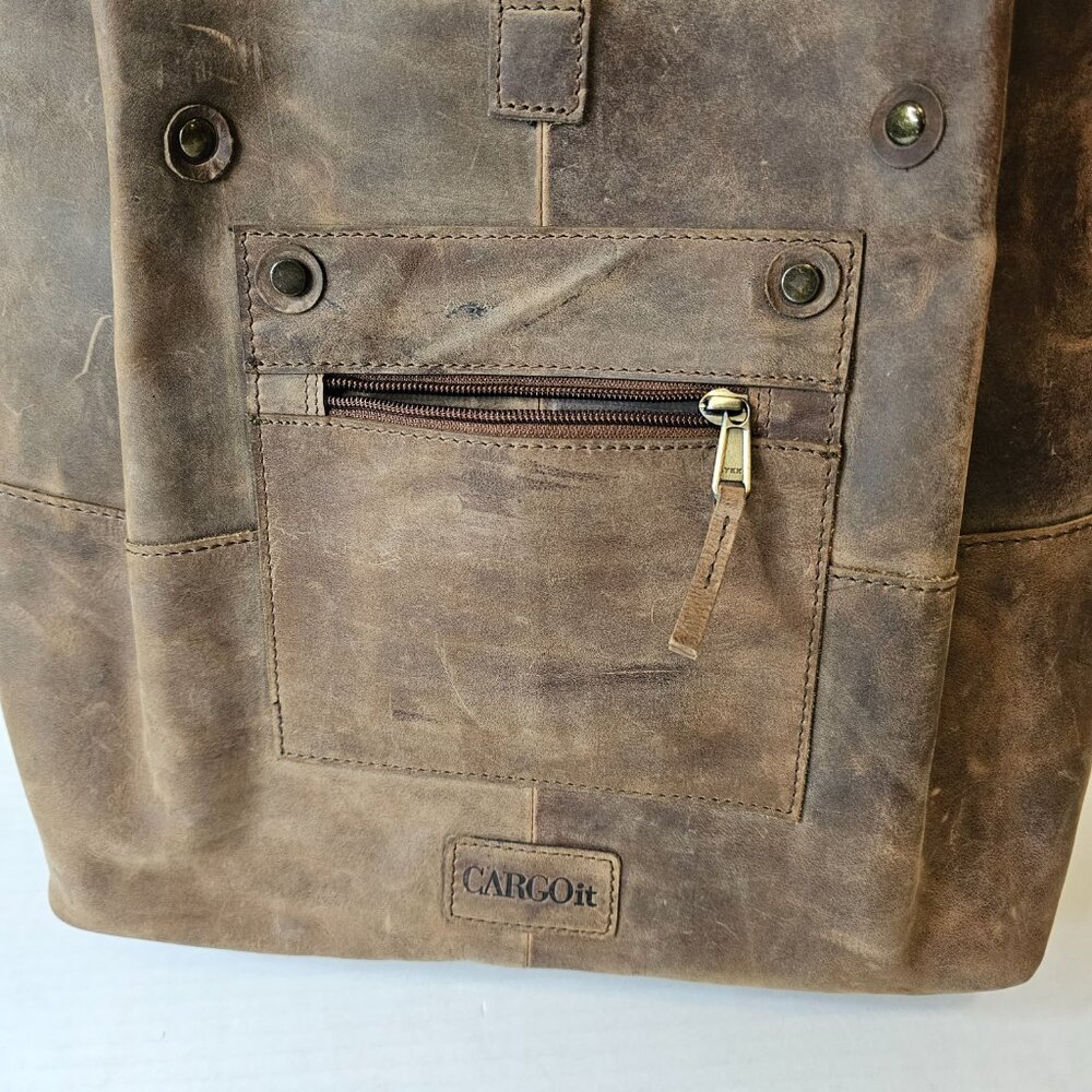 CARGOit, Raw, Brown Leather Tote Bag - Picture 5 of 16